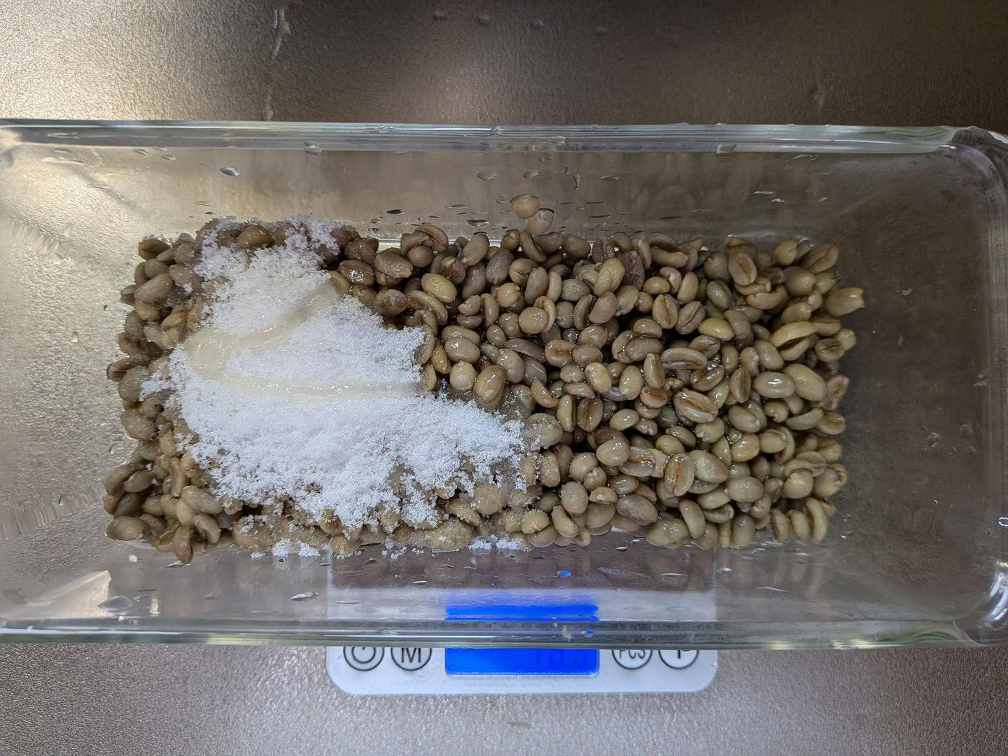 Honey-fructose solution used in bean preparation